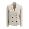 Women's Beige Linen Blazer Clothing