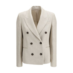 Women's Beige Linen Blazer Clothing