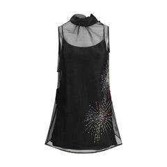 Women's Black Polyester Casual Dress