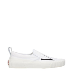 Men's White Fabric Slip-On Loafers