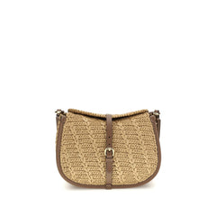Women's Beige Raffia Shoulder Bag