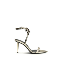 Women's Padlock Sandal Gold Calf Leather Bos Heels