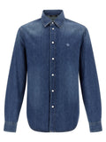 Versace Medusa Patch Denim Shirt — Blue