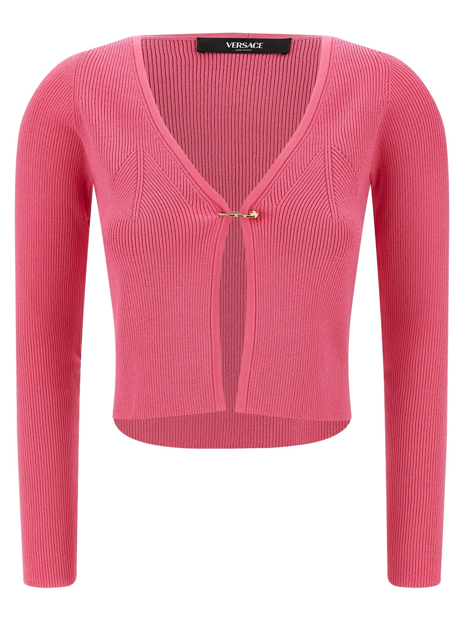 Versace Safety Pin-Fastened Cardigan — Pink