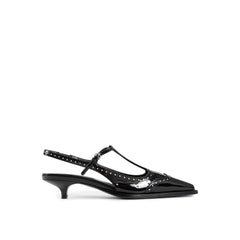 Women's Patent Calfskin Perforated Pump Black Calf Leather