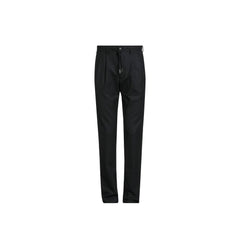 Men's Black Elastane Casual Pants