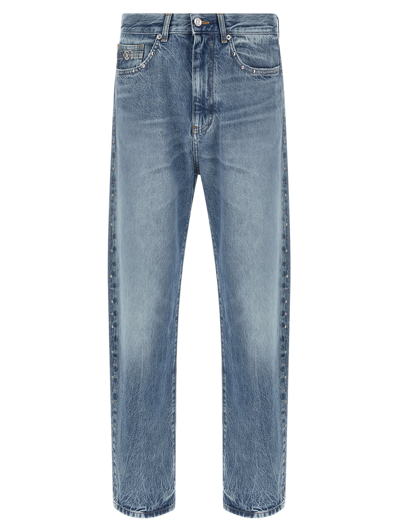 Versace Studded Medusa Jeans — Blue