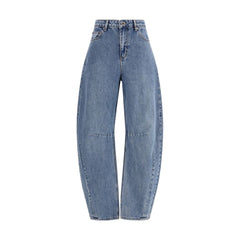 Women's Blue Cotton Relaxed Fit Jeans Clothing