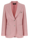 Versace Check Wool Crêpe Blazer — Pink