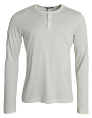 Men's White Cotton Long Sleeve T-Shirt