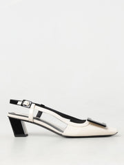 Women's Buckle-Detailed Slingback Heel White