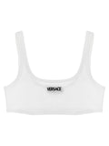 Versace Logo-Embroidered Ribbed Cotton Tank Top — White