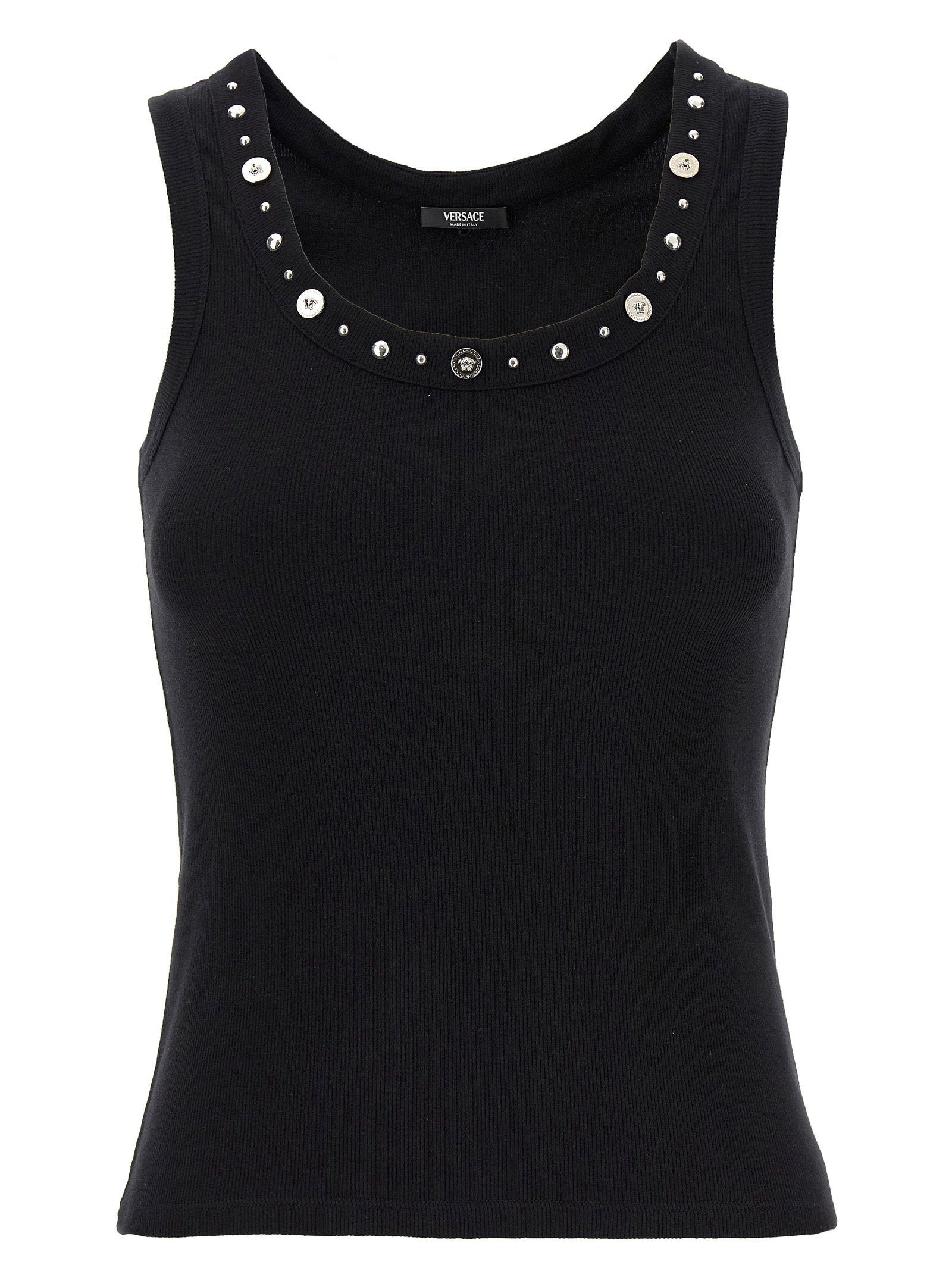Versace Studded Medusa Tank Top — Black