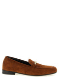 Versace Medusa Chain-Detail Suede Loafer — Brown