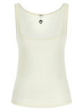 Versace Medusa Embroidered Ribbed Wool Tank Top — White