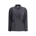 Women's Black Silk Dress Shirt