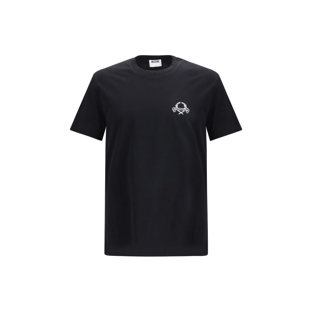 Moschino Logo-Embroidered Cotton T-Shirt — Black