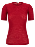 Versace Logo-Embroidered Virgin Wool T-shirt — Red