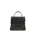 Women's Tie Me Top Handle Bag Black Calf Leather Bos