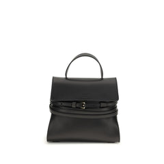 Women's Tie Me Top Handle Bag Black Calf Leather Bos