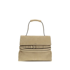 Women's Detachable Leather Belt Top Handle Bag Beige Calf Bos