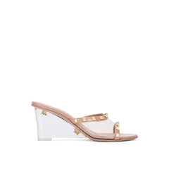 Women's Beige Leather Mules
