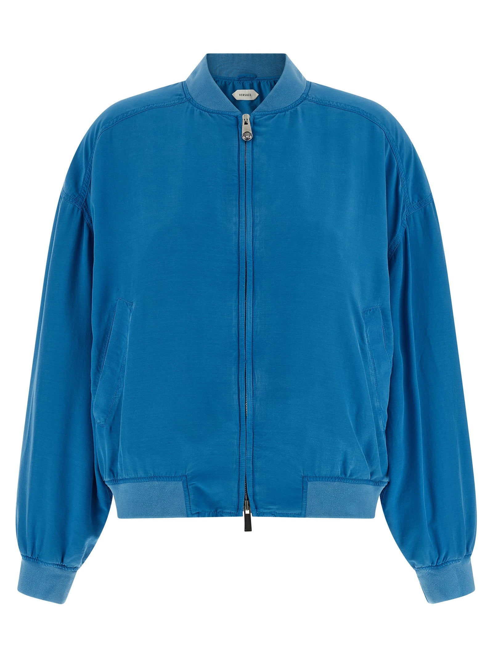 Versace Silk Poplin Blouson — Blue