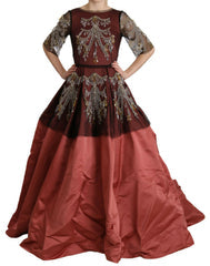 Women's Crystal-Embellished Silk Dress Red Nylon
