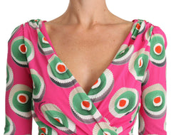 Women's Pink Silk Cup Cake Sheath Stretch Dress