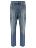 Versace Stone-Washed Distressed Jeans — Blue