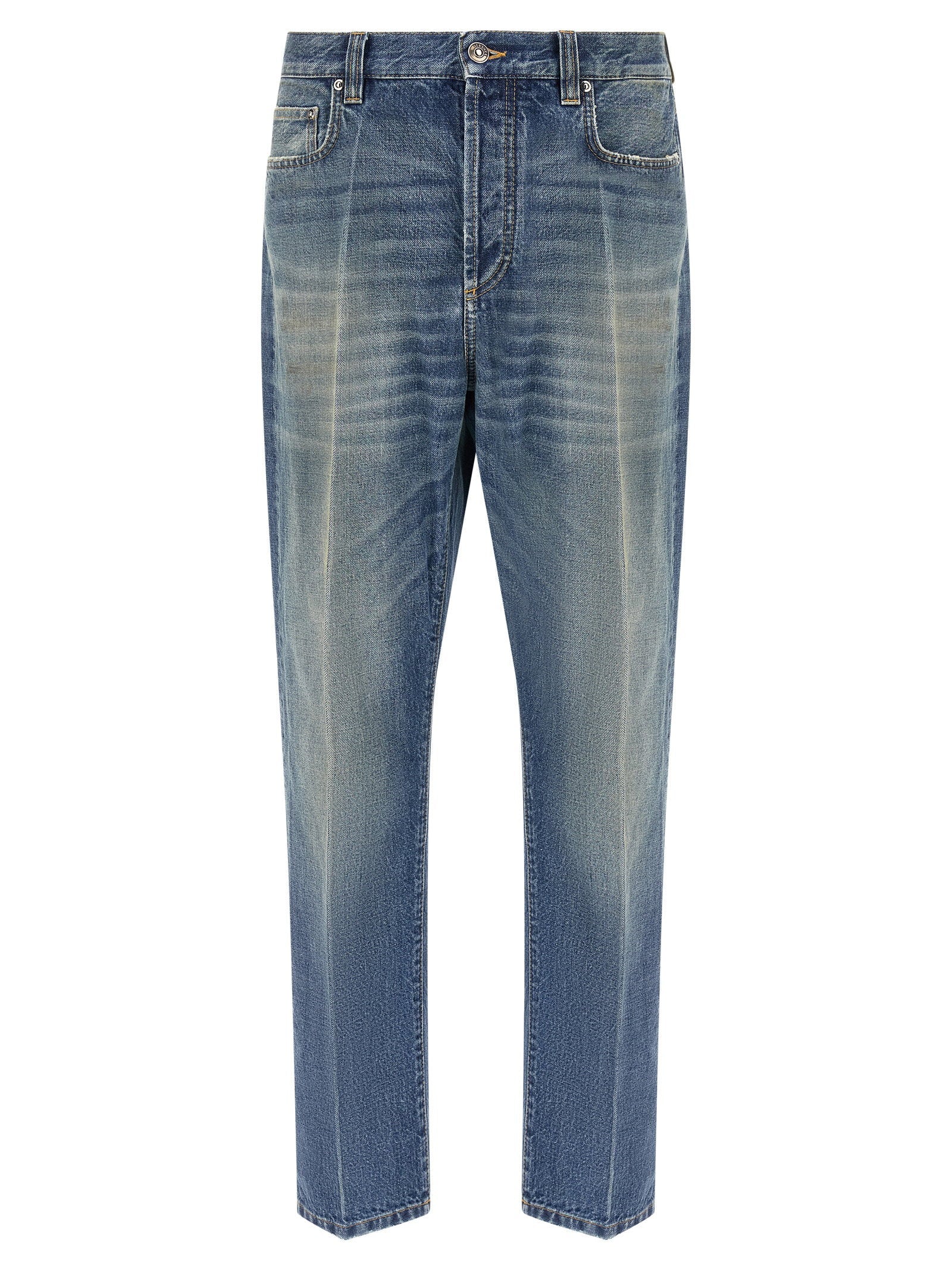 Versace Stone-Washed Distressed Jeans — Blue