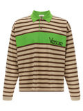 Versace Striped Intarsia Logo Polo Shirt — Green