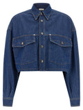 Versace Cotton Denim Cropped Shirt — Blue
