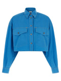 Versace Medusa-Button Cotton Poplin Shirt — Blue