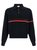 Versace Striped Intarsia Cotton Polo — Black