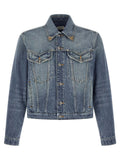 Versace Medusa-Embellished Denim Jacket — Blue