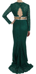 Women's Lace Sheath Gown Green Rayon Nylon Cotton