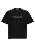 Versace Logo-Embroidered T-Shirt — Black