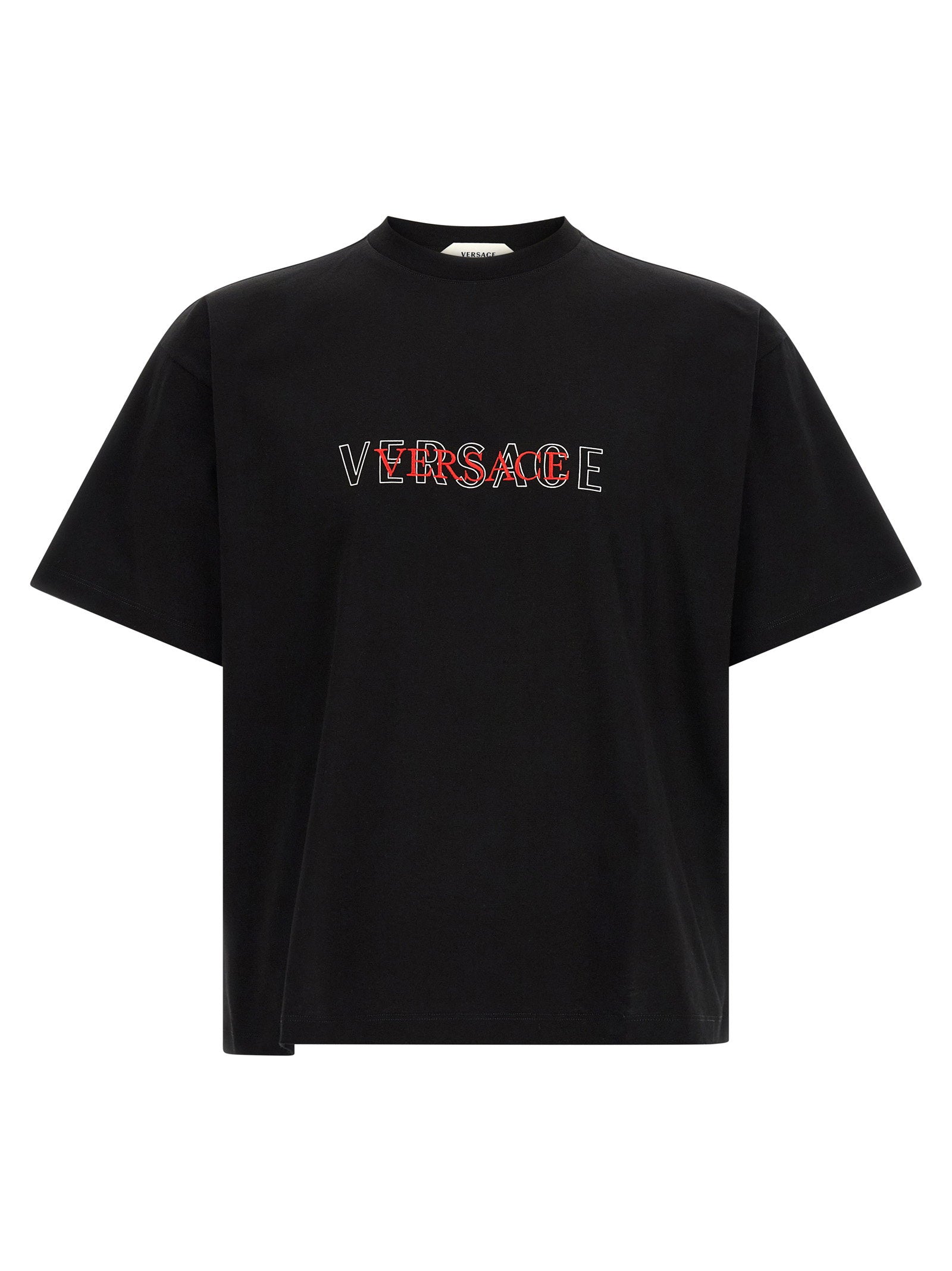 Versace Logo-Embroidered T-Shirt — Black