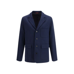 Men's Blue Cotton Coat Clothing