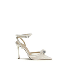 Women's Crystal-Embellished Silk Heel White