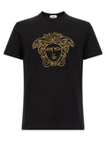 Versace Gold Medusa-Embroidered T-Shirt — Black