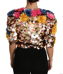 Women's Crystal Sequined Floral Jacket Coat Clothing
