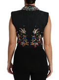 Women's Black Crystal Sicily Vest Waistcoat Clothing