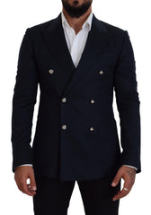 Men's Blue Double Breasted Formal Coat Blazer Cashmere Silk Clothing
