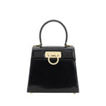 Women's Gancini Plaque Calf Leather Top Handle Bag Black Bos