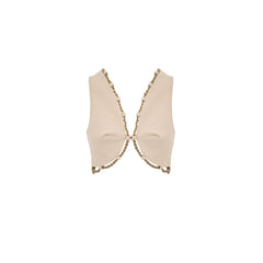 Women's Beige Cotton Waistcoat Clothing