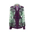Women's Green Silk Pattern Shirt