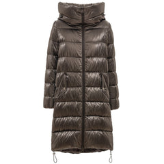 Women's Gray Viscose Parka Clothing