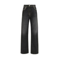 Women's Black Cotton Straight-Leg Jeans Clothing